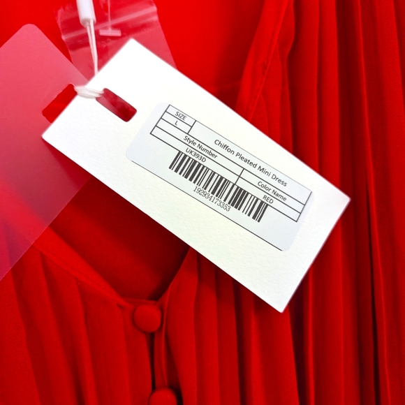 NWT Endless Rose Large Bright Red Lined Chiffon Pleated Mini Dress w/ Ruffles - Picture 4 of 9